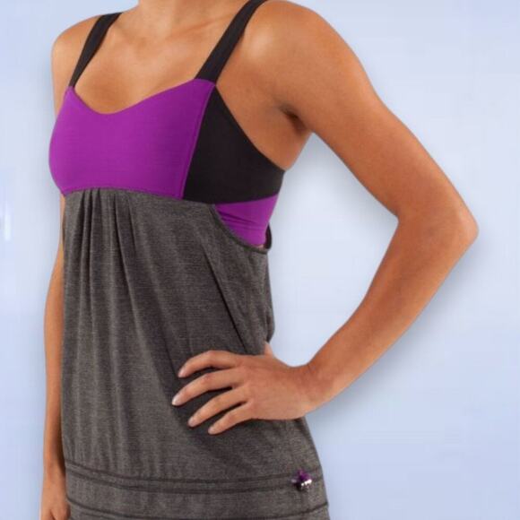 Lululemon Run: Back On Track Tank Black / Tender Violet - Size 6 - Picture 1 of 8